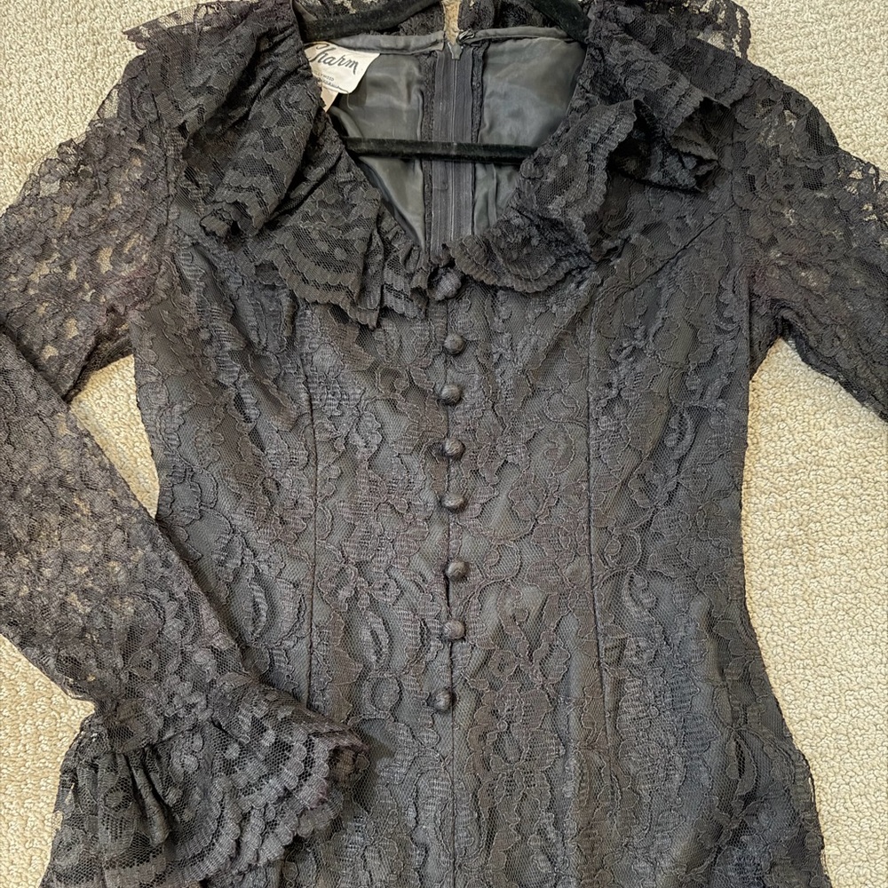 Vintage Black Lace Wide Leg Jumpsuit BANGER and rare